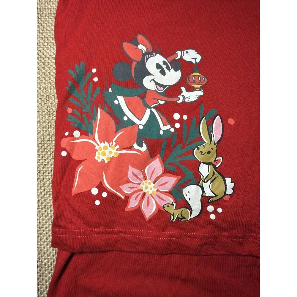 Disney Parks Minnie Mouse Lounge Set XL Red Top Shorts Pajamas Lightweight - Picture 3 of 12